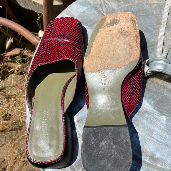 1990’s J.Crew Vintage Red Snakeskin Sandals Slides - Picture 6 of 6